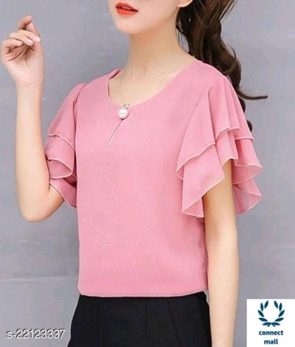 TRENDY RETRO Georgette Short Sleeves Women Tops & Tunics - M